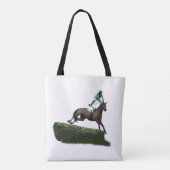 springen paard jockey in groene Canvas tas (Achterkant)