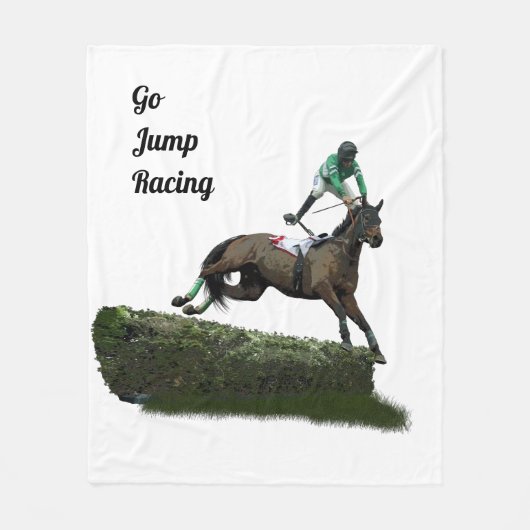 springen paard jockey in groene fleece deken (Voorkant)