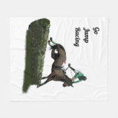 springen paard jockey in groene fleece deken (Voorkant (Horizontaal))