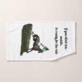 springen paard jockey in groene handdoek (Handdoek)