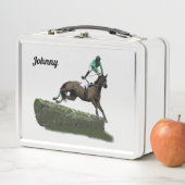 springen paard jockey in groene lunchbox (In situ)