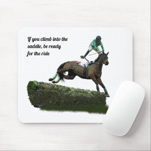 springen paard jockey in groene Muismat