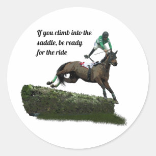 springen paard jockey in groene Stickers