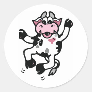 Springen voor Joy Koe Ronde Sticker