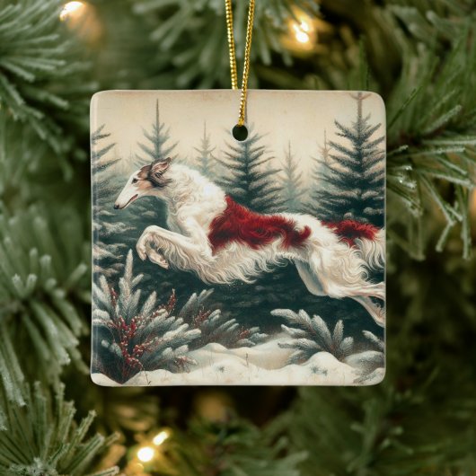 Springende Borzoi Kerst Ornament (Boom)