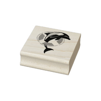 Springende dolfijn/bruinvis door levensring rubberstempel