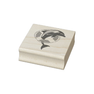 Springende dolfijn/bruinvis door levensring rubberstempel