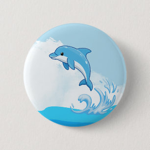 Springende dolfijn oceaan avontuur ronde button 5,7 cm