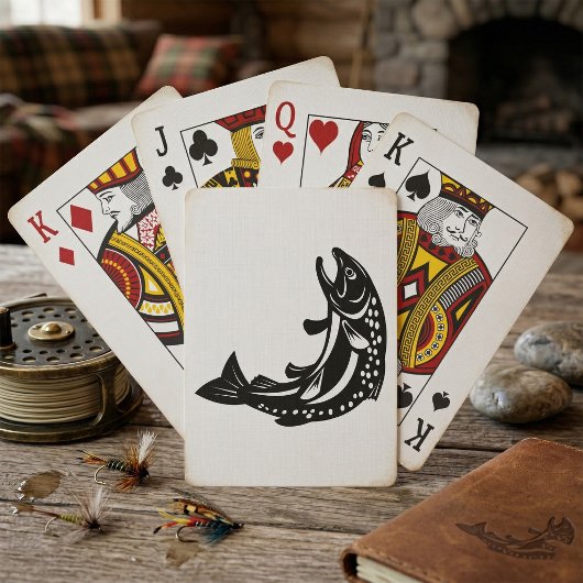 Springende Forel Vis Silhouet Pokerkaarten