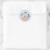 Springende hazen ronde sticker (Tas)