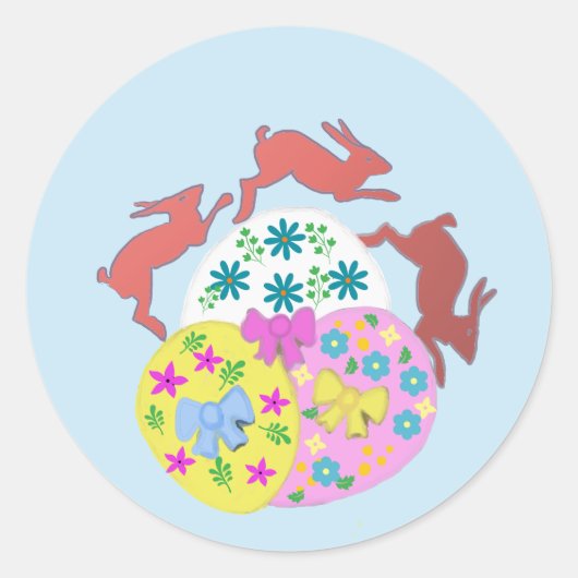 Springende hazen ronde sticker (Voorkant)