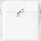 Springende kat vierkante sticker (Tas)