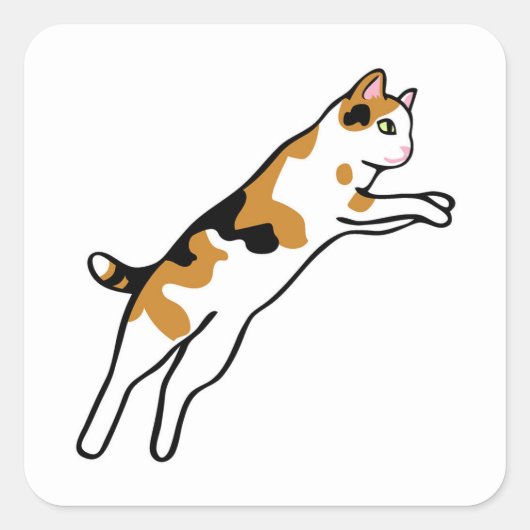 Springende kat vierkante sticker (Voorkant)
