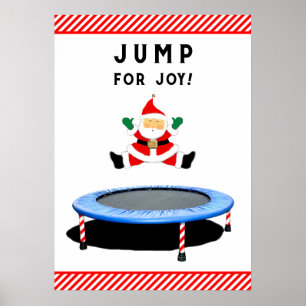 Springende Kerstman op trampoline Poster