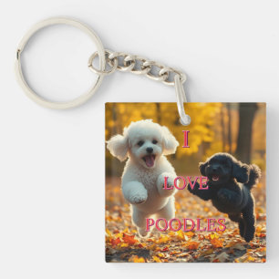 Springende Poodle Puppies Sleutelhanger