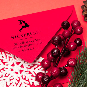 Springende rendier retouradres 	rubberstempel