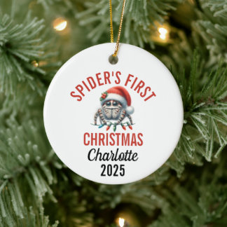 Springende Spin eerste kerst 2025 Keramisch Ornament