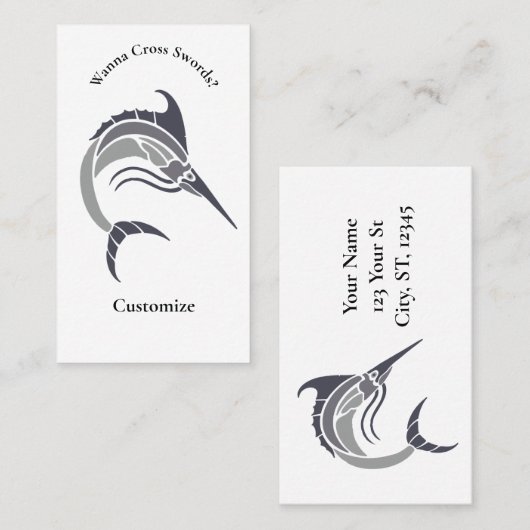 Springende zwaardvis Thunder_Cove Visitekaartje (Voorkant / Achterkant)