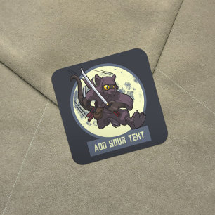 Springende Zwarte Kat Ninja Alternatieve Dieren Ku Vierkante Sticker