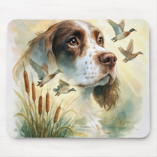 Springer Spaniel and Mallard Duck Double Exposure Muismat (Voorkant)