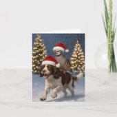 Springer Spaniel and Partridge Christmas card Kaart (Voorkant)