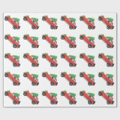 Springer Spaniel-auto met kerstboom Cadeaupapier (Vlak)