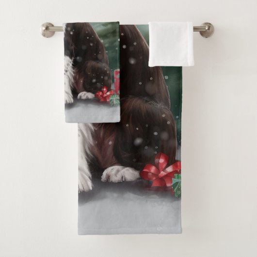 Springer Spaniel Chien dans la neige Noël (En situation)