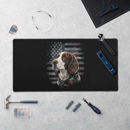 Springer Spaniel Chien Drapeau Américain (Poste de travail)