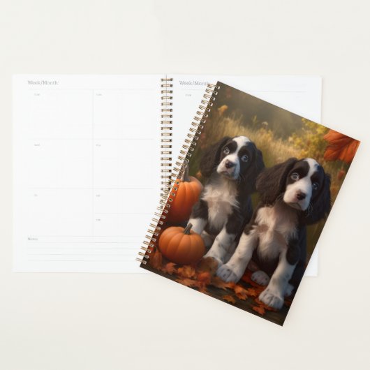 Springer Spaniel chiot Automne Délice Citrouille (Devant avec enveloppe)