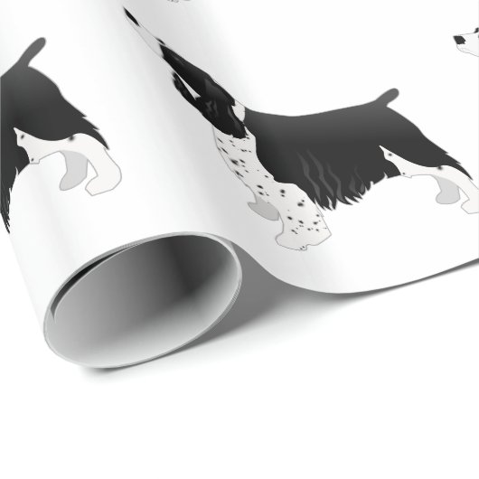 Springer Spaniel Dog Basic Breed Silhouette Black Cadeaupapier (Rol Hoek)