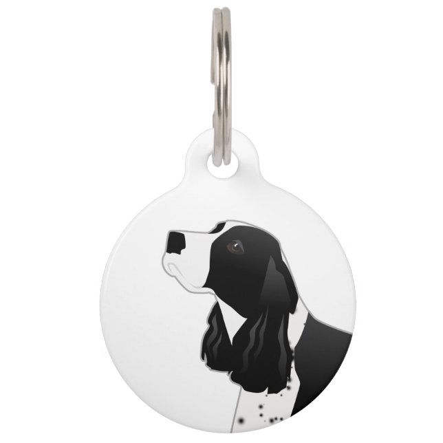 Springer Spaniel Dog Basic Breed Silhouette Black Huisdierpenning (Voorkant)