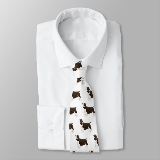 Springer Spaniel Dog Basic Breed Silhouette Brown Stropdas (Gebonden)