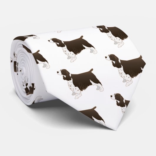 Springer Spaniel Dog Basic Breed Silhouette Brown Stropdas (Opgerold)
