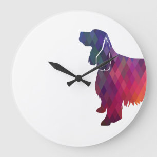 Springer Spaniel Dog Geometric Silhouette Paars Grote Klok