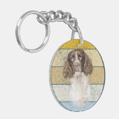 Springer Spaniel Dog Retro Achtergrond Sleutelhanger (Voorkant Links)