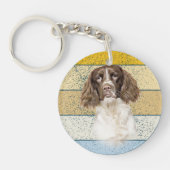 Springer Spaniel Dog Retro Achtergrond Sleutelhanger (Voorkant)