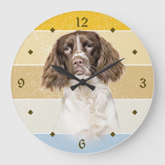Springer Spaniel Dog Retro Sunset Grote Klok (Voorkant)