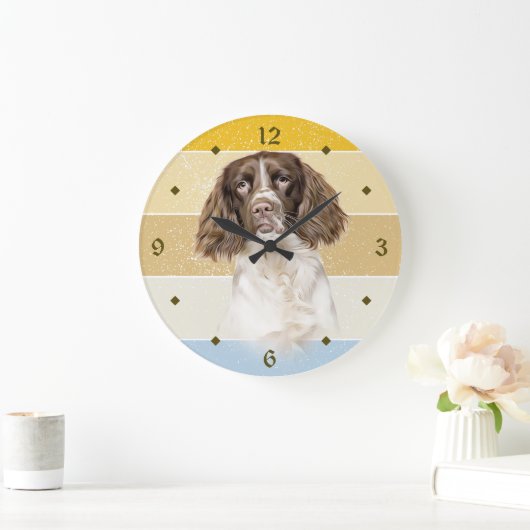 Springer Spaniel Dog Retro Sunset Grote Klok (Huis)