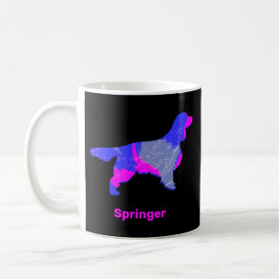 Springer Spaniel Dog Silhouette Hot Pink Black Koffiemok