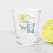 Springer Spaniel Dog Silhouette & Paw Y&B Grid Shot Glas (Achterkant)