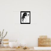  Springer Spaniel Dog Zwart-wit kunst Poster (Keuken)