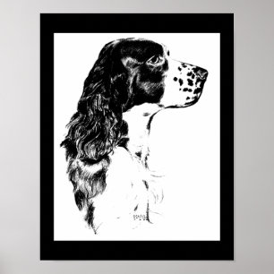  Springer Spaniel Dog Zwart-wit kunst Poster