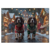 Springer Spaniel Dogs Christmas Snow Holiday Snijplank (Voorkant)