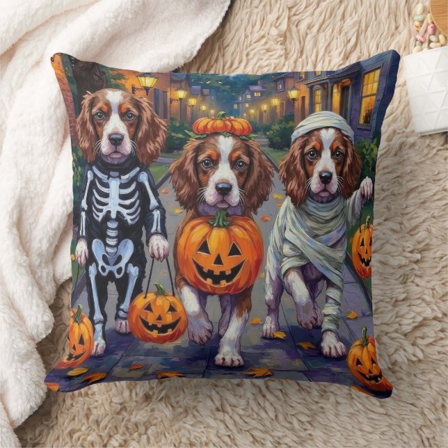 Springer Spaniel Dogs In Halloween Costumes Kussen (Deken)