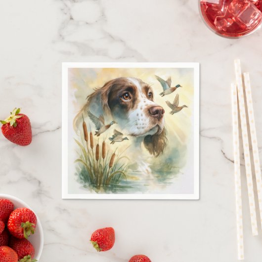 Springer Spaniel en Mallard Duck dubbele belichtin Servet (Insitu)