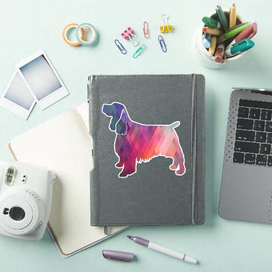 Springer Spaniel Geometric Pattern Silhouette Sticker (iPad Cover)