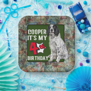 Springer Spaniel Gepersonaliseerd vierde verjaarda Papieren Bordje