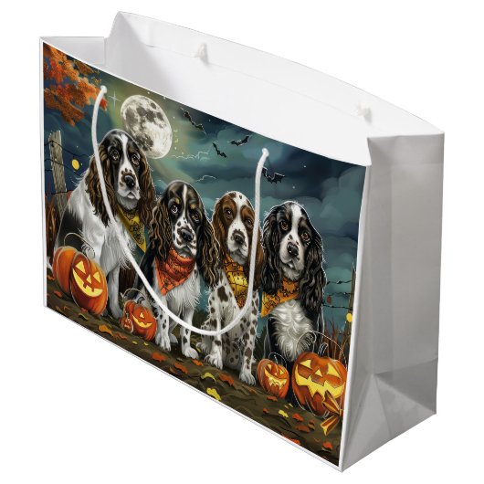Springer Spaniel Halloween Spooky Groot Cadeauzakje (Achterkant Gekanteld)