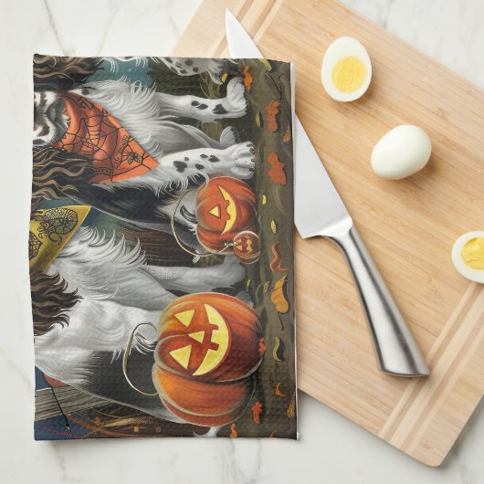 Springer Spaniel Halloween Spooky Theedoek (Quarter Fold)