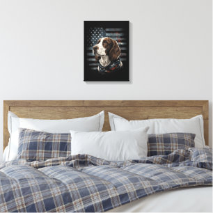 Springer Spaniel Hond Amerikaanse Vlag Canvas Afdruk
